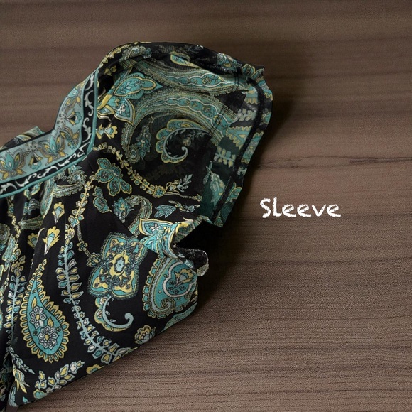 Apt. 9 Women's Paisley Blouse - Black and Green, Sz M - Picture 6 of 8